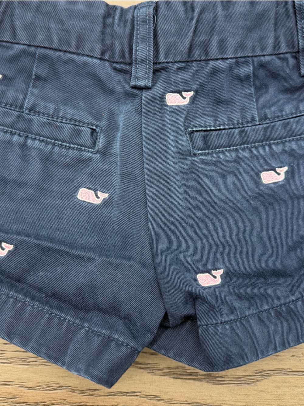 Vineyard Vines Girls 2T Shorts Navy Pink Whale Print Chino - Picture 5 of 5